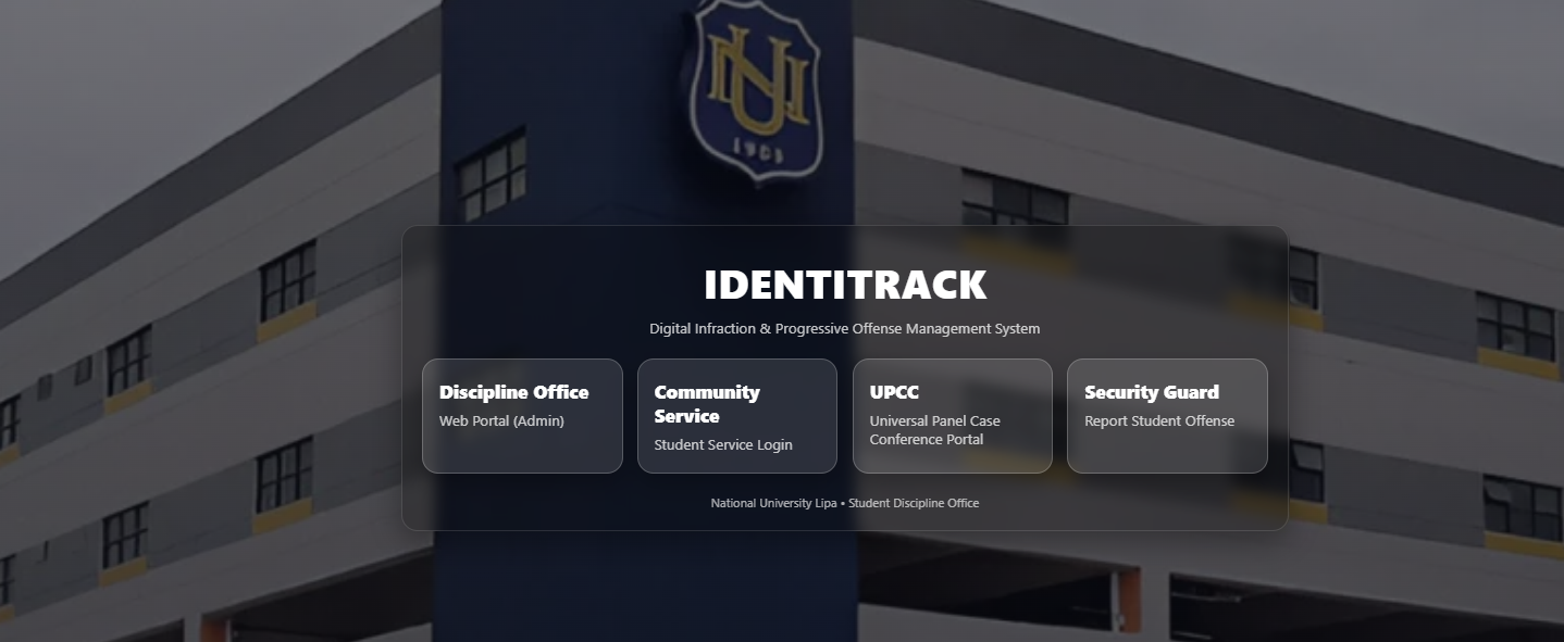 Identitrack student discipline management dashboard